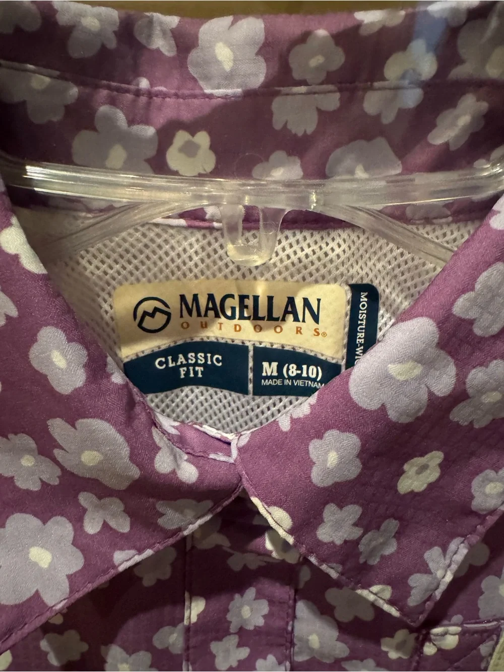 Magellan Outdoors Dress Girls M 8-10 Purple White Floral Vented Southern Summer